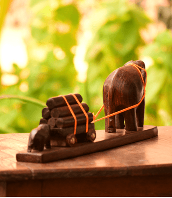 Cart Elephant 4" in Rosewood